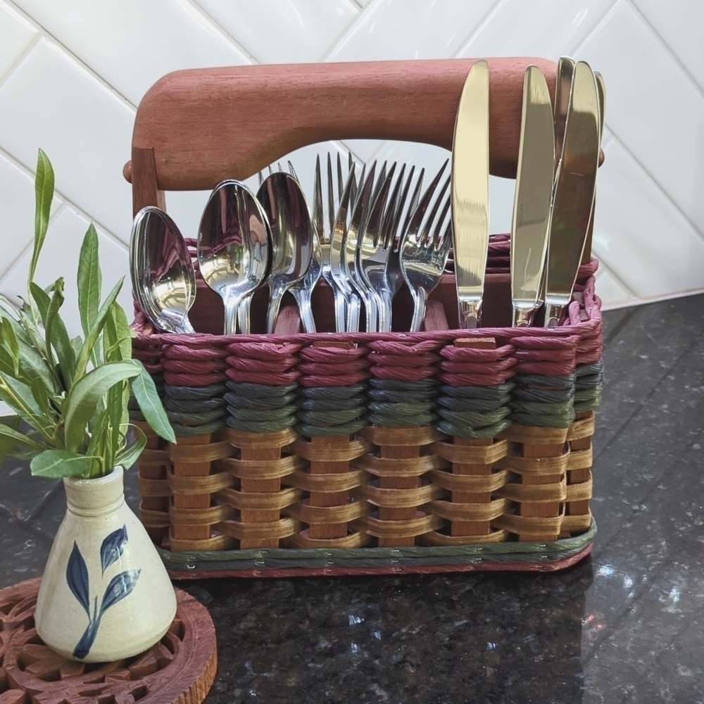 The Mixon Family Handmade Woven Wood Handle Caddy Basket